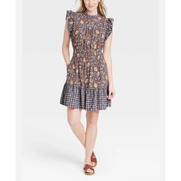 Universal Thread Dresses & Skirts - Universal Thread Boho Mini Dress XXL Fit & Flare Ruffle Cottage Cowgirl Peasant
